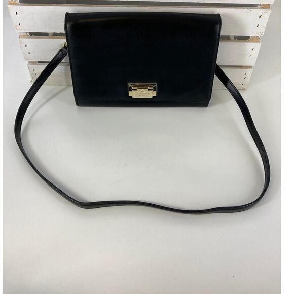 KATE SPADE, BLACK SMOOTH LEATHER WOMENS SLIM CROSSBODY BAG - Picture 1 of 12